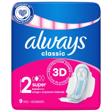 ALWAYS SERVIETTES HYGIÉNIQUE CLASSIC MAXI SECURITE NUIT 6PCS